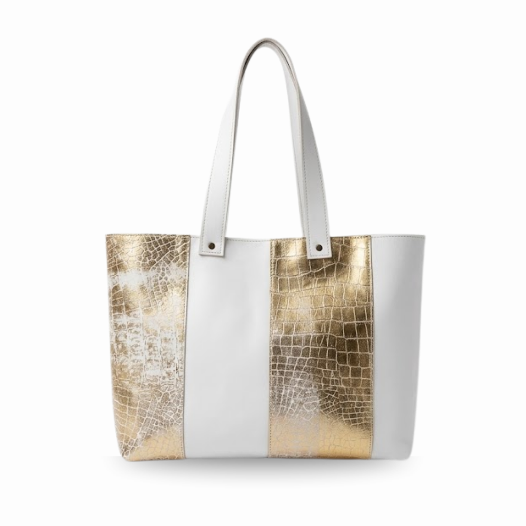Cartera Oslo Blanca c/Dorado Combinada
